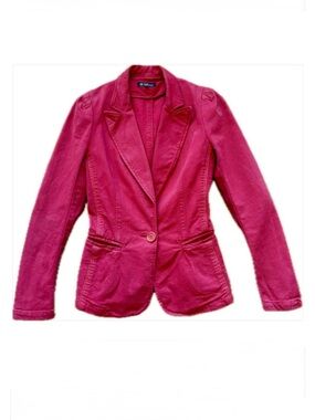 Isabel Marant Étoile Raspberry Denim Blazer Size 0 Red Pink Structured Jacket